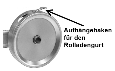 Aufhängehaken auf der Gurttrommel am Einlaß Gurtwickler